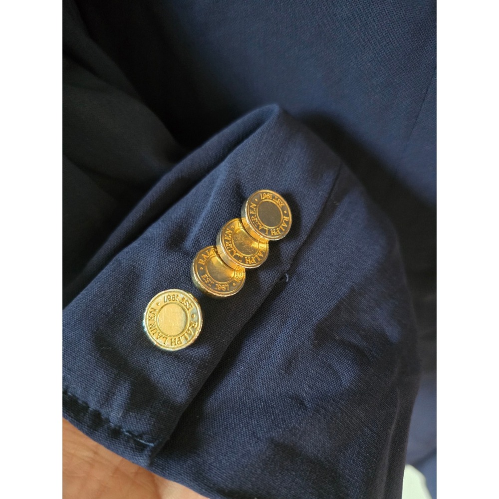 Ralph Lauren Black Label Women's Navy Wool Equestrian Blazer Gold Buttons Size 8 - Picture 5 of 9